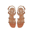 Valentino Garavani Brown Leather Flat Sandals Valentino Garavani