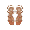Valentino Garavani Brown Leather Flat Sandals Valentino Garavani