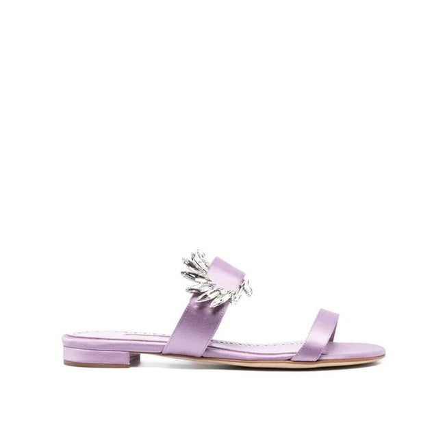 Manolo Blahnik Purple Silk Flat Sandals Manolo Blahnik