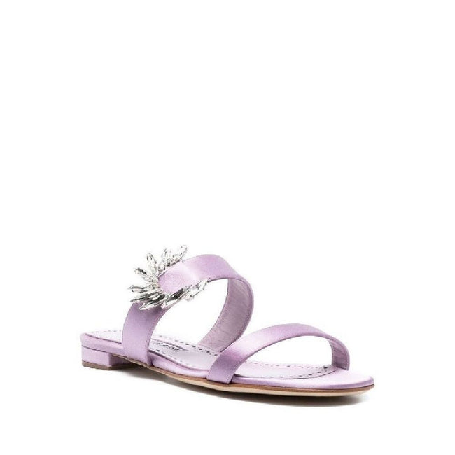 Manolo Blahnik Purple Silk Flat Sandals Manolo Blahnik