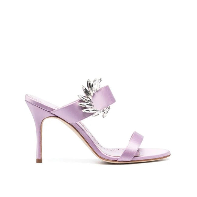 Manolo Blahnik Purple Silk Stiletto Heel Sandals Manolo Blahnik