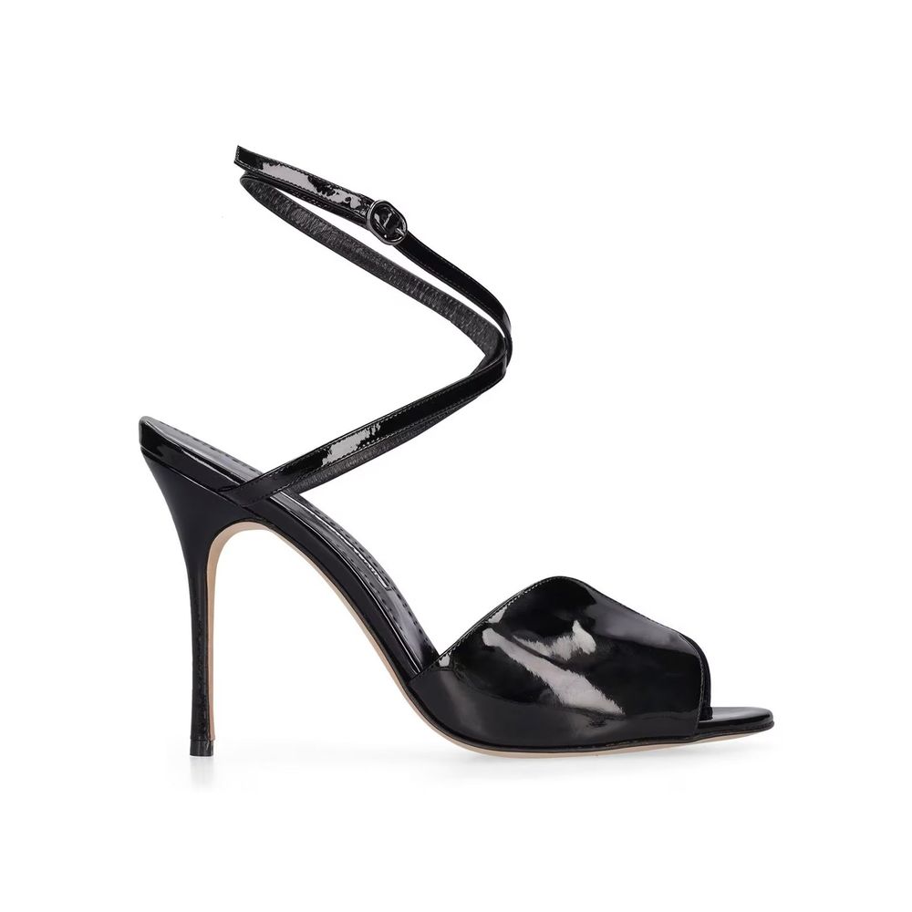 Manolo Blahnik Black Calfskin Stiletto Heel Sandals Manolo Blahnik