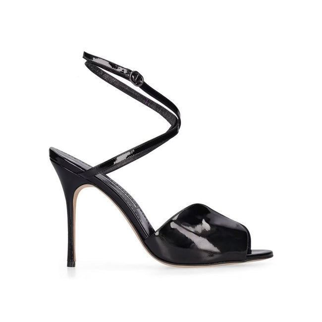 Manolo Blahnik Black Calfskin Stiletto Heel Sandals Manolo Blahnik