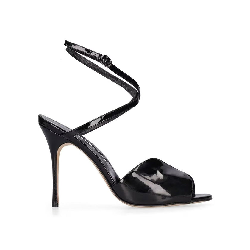 Manolo Blahnik Black Calfskin Stiletto Heel Sandals Manolo Blahnik