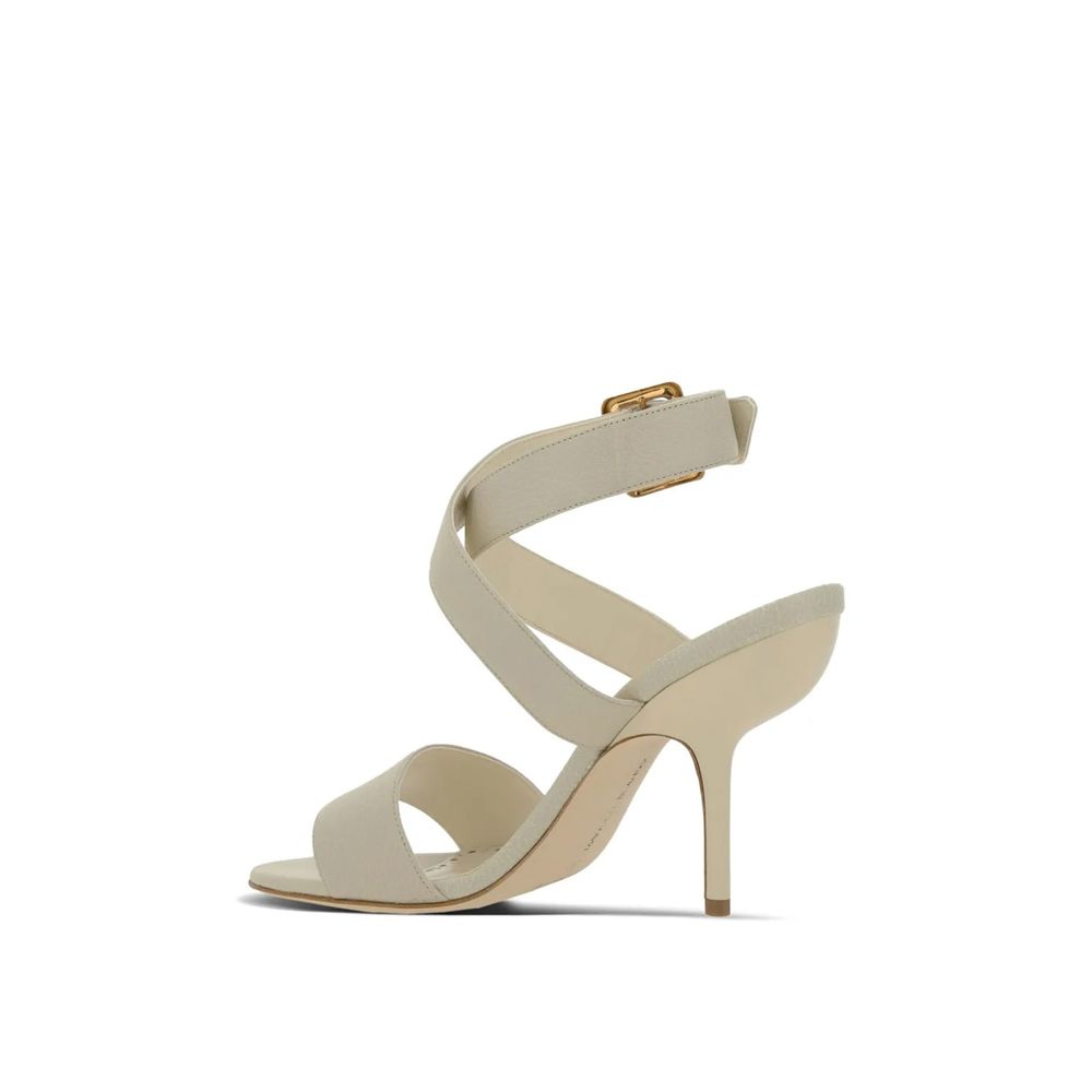 Manolo Blahnik White Calfskin Stiletto Heel Sandals Manolo Blahnik