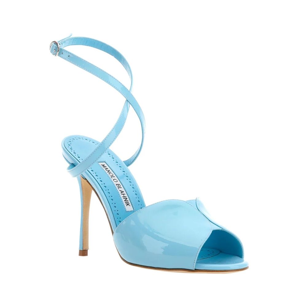 Manolo Blahnik Blue Calfskin Stiletto Heel Sandals Manolo Blahnik