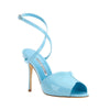 Manolo Blahnik Blue Calfskin Stiletto Heel Sandals Manolo Blahnik