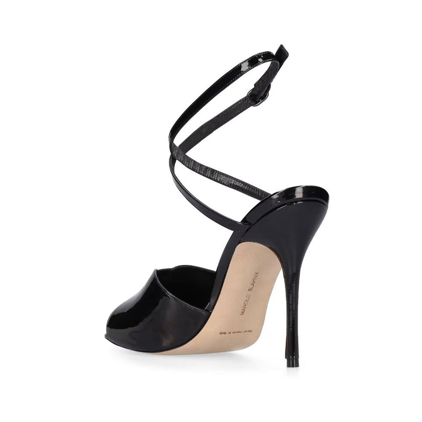 Manolo Blahnik Black Calfskin Stiletto Heel Sandals Manolo Blahnik
