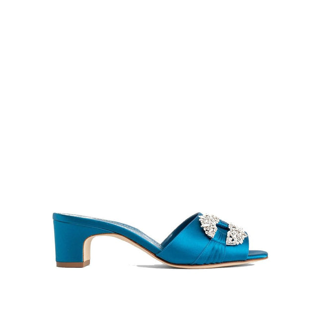 Manolo Blahnik Blue Silk Mules Manolo Blahnik