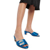 Manolo Blahnik Blue Silk Mules Manolo Blahnik