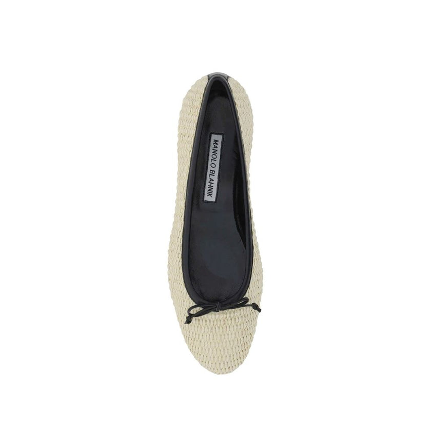 Manolo Blahnik Beige Raffia Ballet Flats Manolo Blahnik