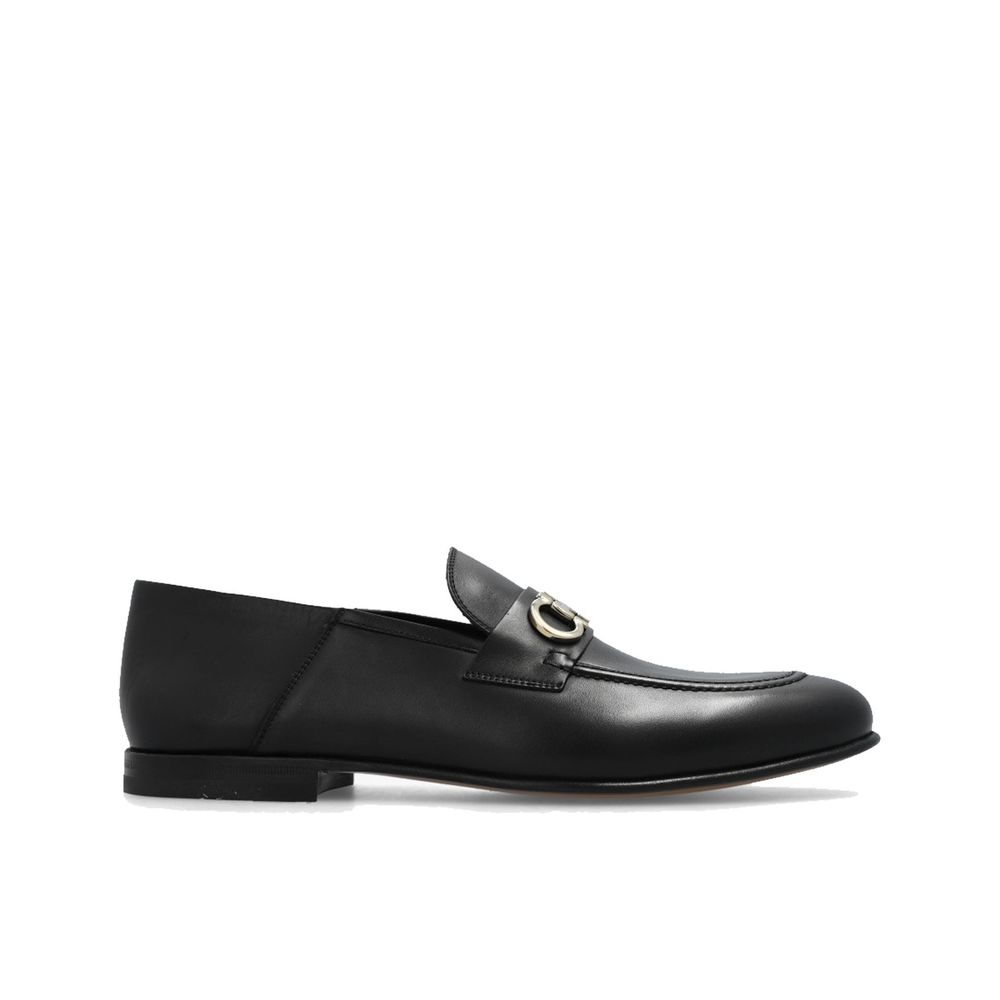 Salvatore Ferragamo Black Calfskin Slip-On Loafers Salvatore Ferragamo