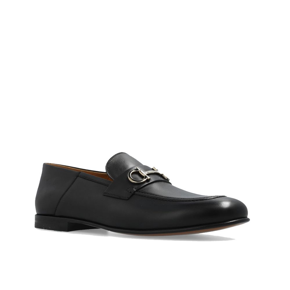 Salvatore Ferragamo Black Calfskin Slip-On Loafers Salvatore Ferragamo