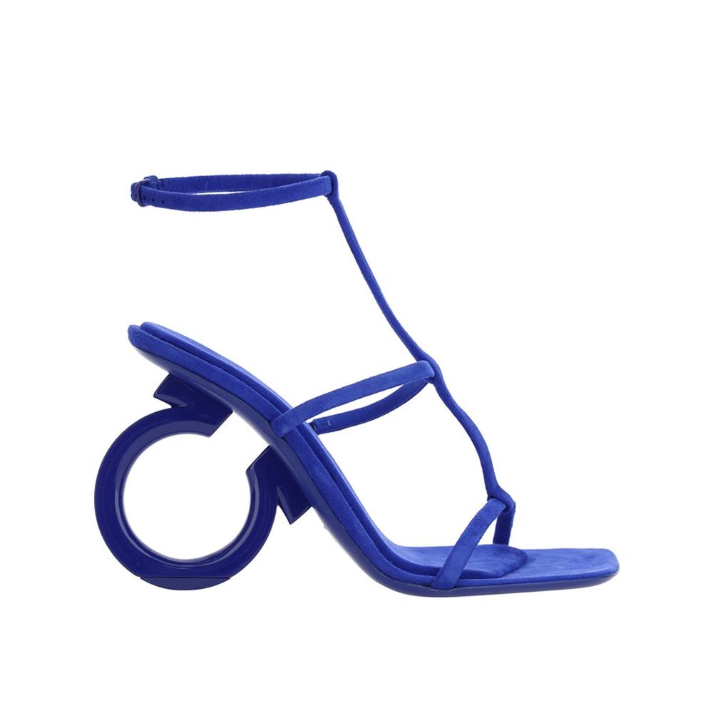 Salvatore Ferragamo Blue Calfskin Strap-On Sandals Salvatore Ferragamo