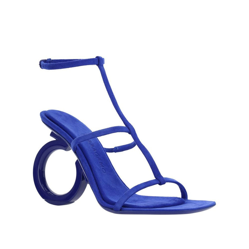 Salvatore Ferragamo Blue Calfskin Strap-On Sandals Salvatore Ferragamo