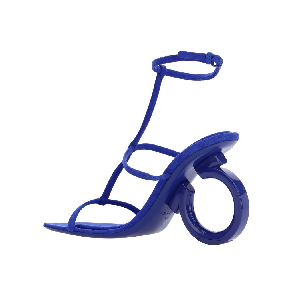 Salvatore Ferragamo Blue Calfskin Strap-On Sandals Salvatore Ferragamo