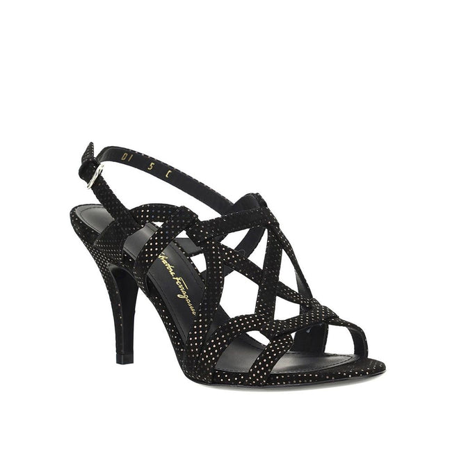 Salvatore Ferragamo Black Leather Stiletto Heel Sandals Salvatore Ferragamo