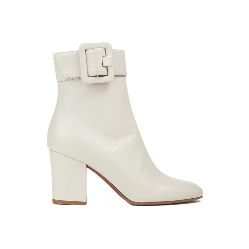 Sergio Rossi White Lamb Leather Ankle Boots Sergio Rossi