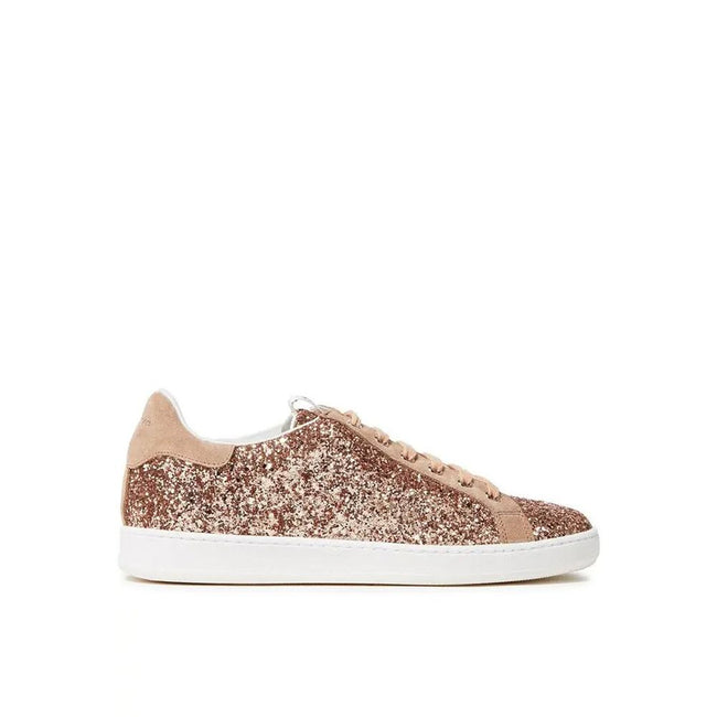 Sergio Rossi Rose Gold Fabric Low Top Sneakers Sergio Rossi