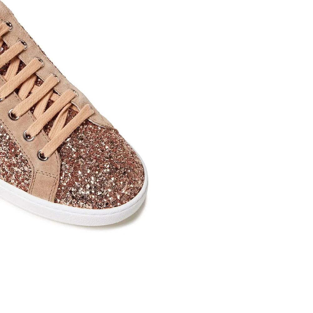 Sergio Rossi Rose Gold Fabric Low Top Sneakers Sergio Rossi