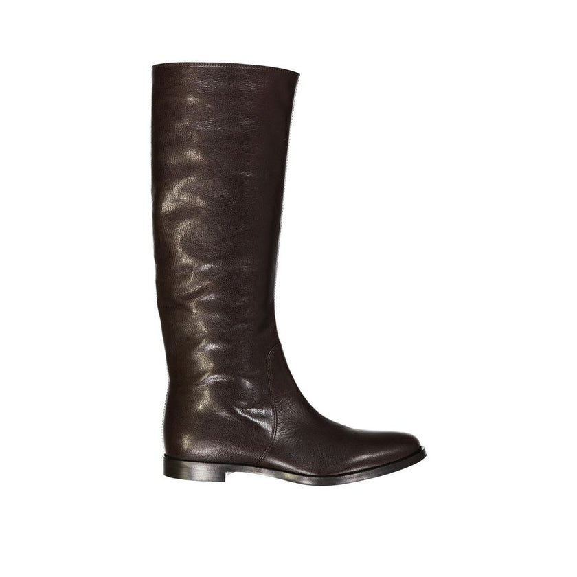 Sergio Rossi Brown Calfskin Over The Knee Sergio Rossi