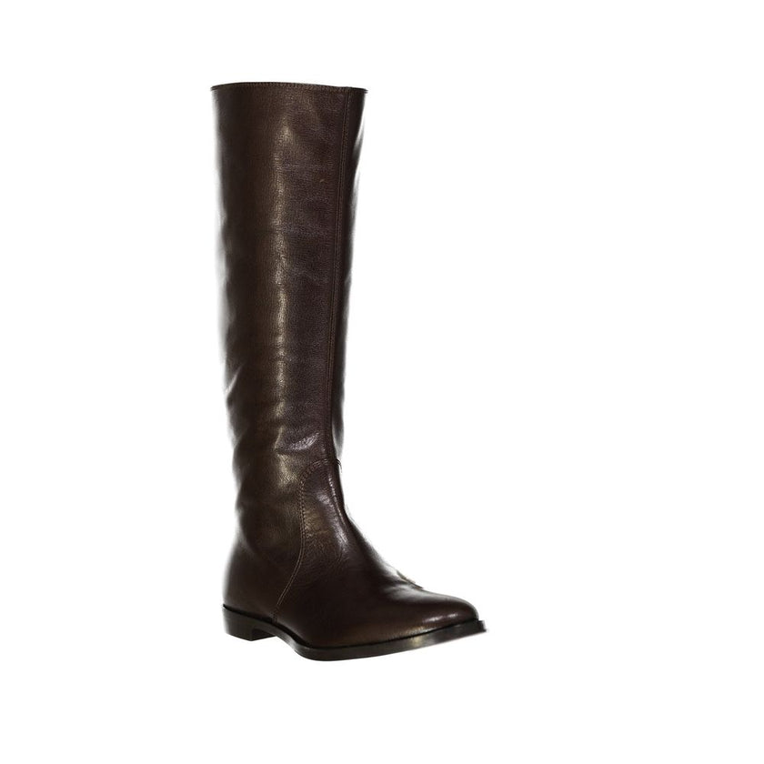 Sergio Rossi Brown Calfskin Over The Knee Sergio Rossi