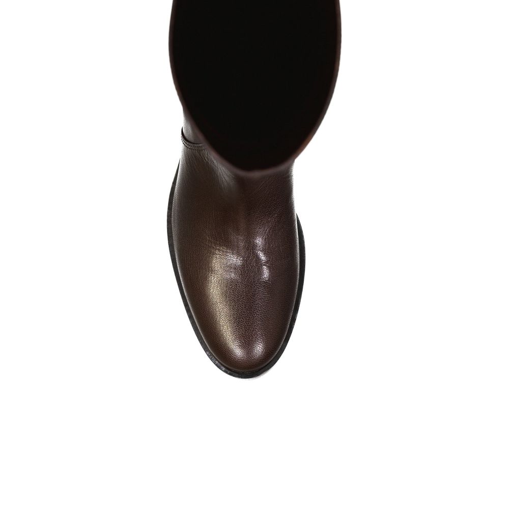 Sergio Rossi Brown Calfskin Over The Knee Sergio Rossi