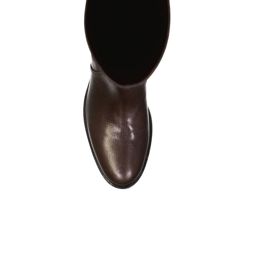 Sergio Rossi Brown Calfskin Over The Knee Sergio Rossi