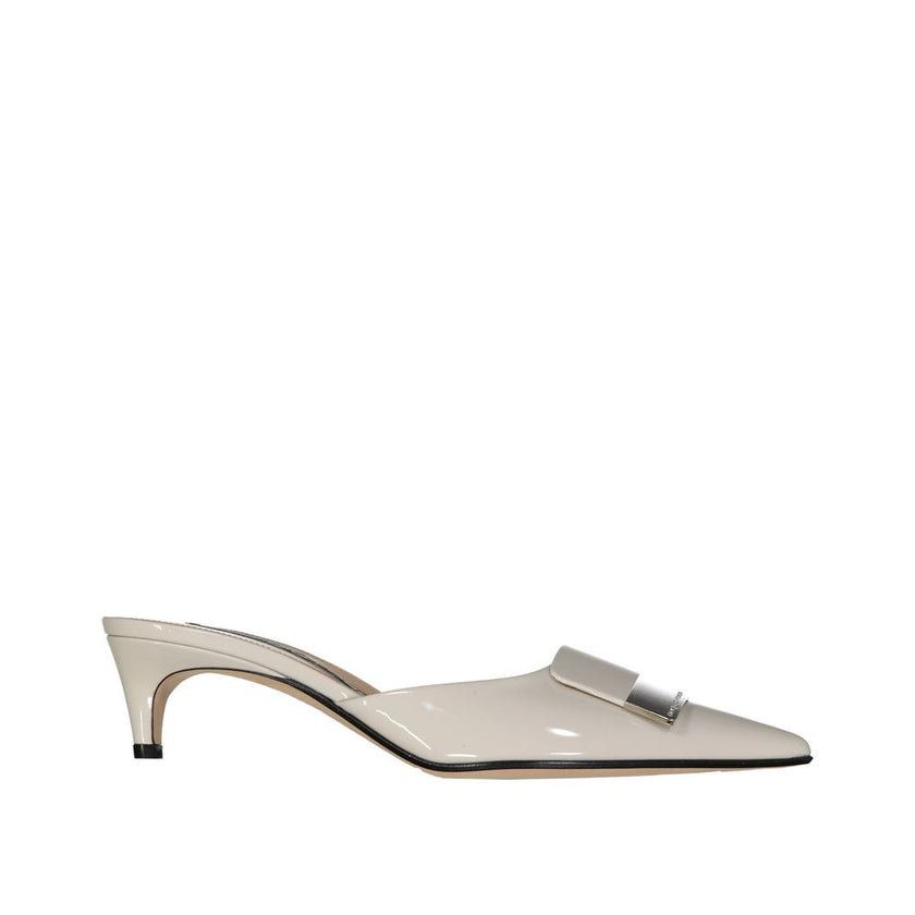 Sergio Rossi Beige Calfskin Mules Sergio Rossi