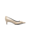 Sergio Rossi Beige Calfskin Mid Heel Pumps Sergio Rossi