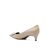 Sergio Rossi Beige Calfskin Mid Heel Pumps Sergio Rossi