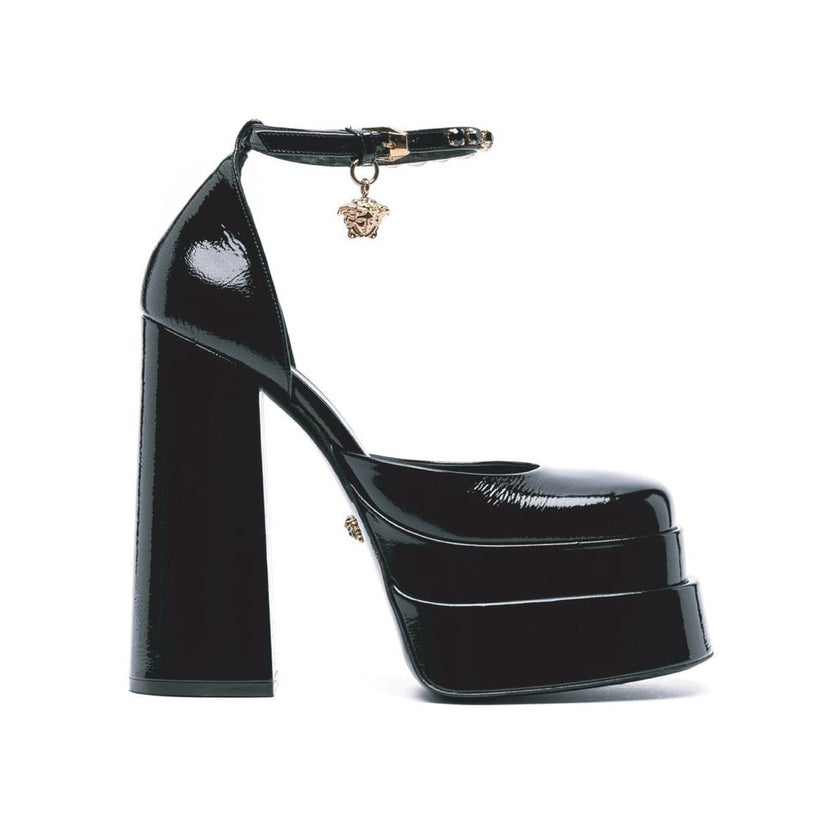 Versace Black Calfskin Platform Pumps Versace