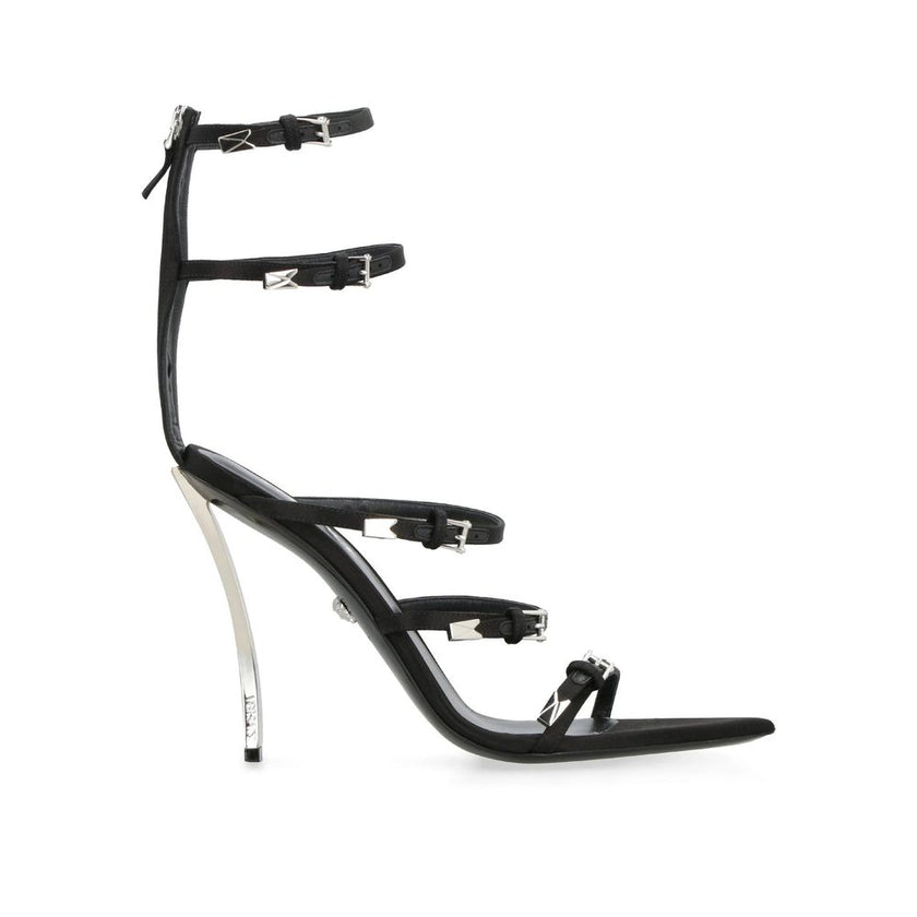 Versace Black Calfskin Stiletto Heel Sandals Versace