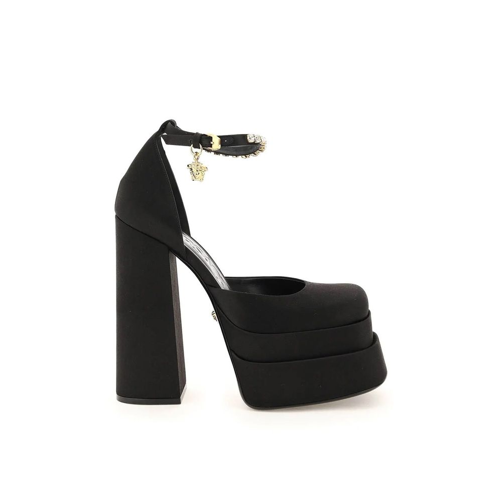 Versace Black Silk Platform Pumps Versace