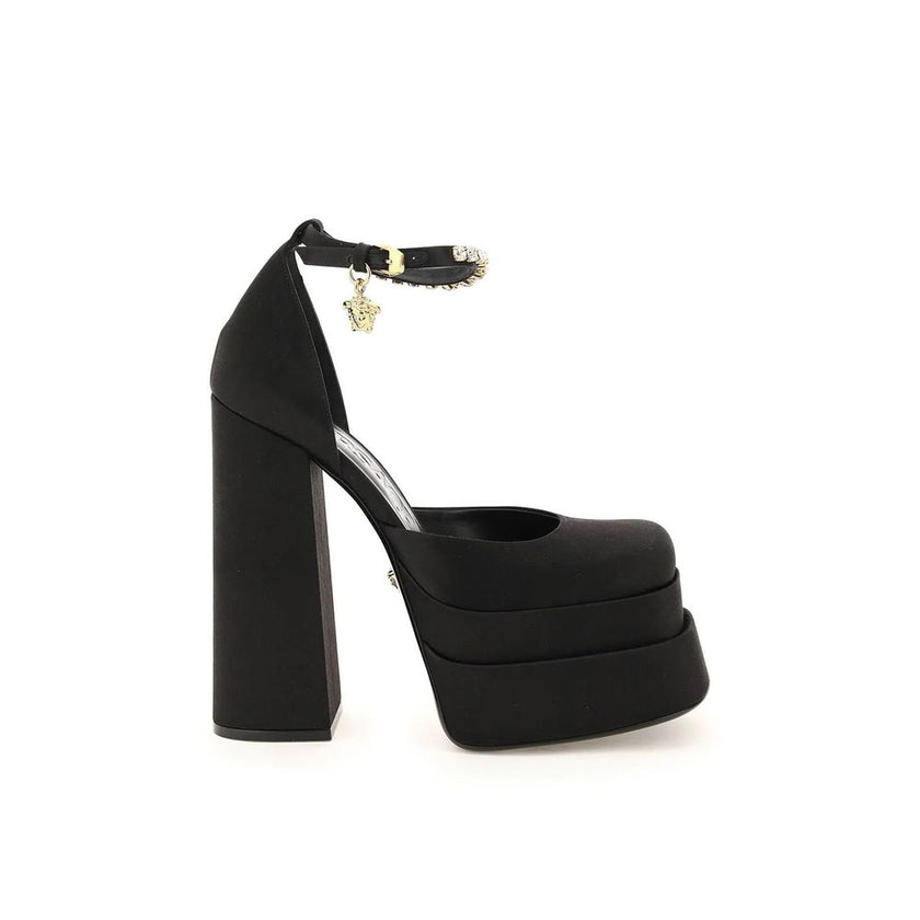Versace Black Silk Platform Pumps Versace