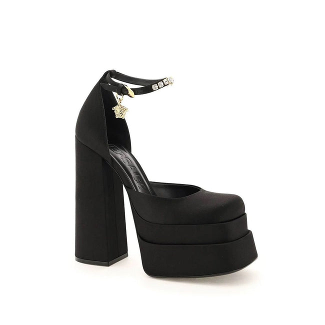 Versace Black Silk Platform Pumps Versace