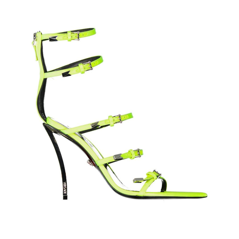 Versace Bicolor Silk Stiletto Heel Sandals Versace