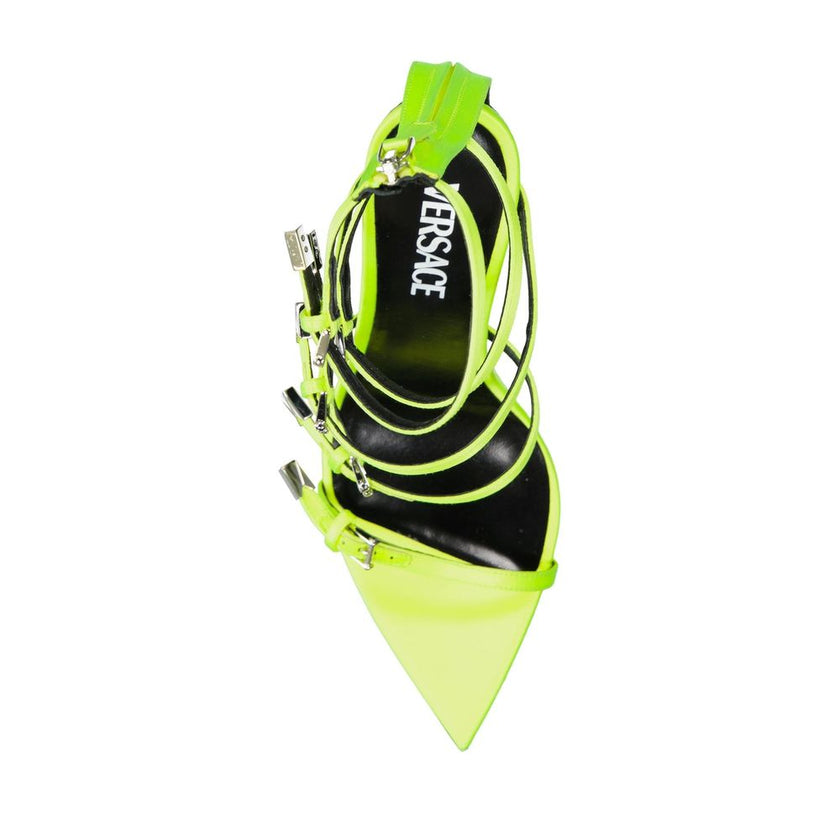 Versace Bicolor Silk Stiletto Heel Sandals Versace