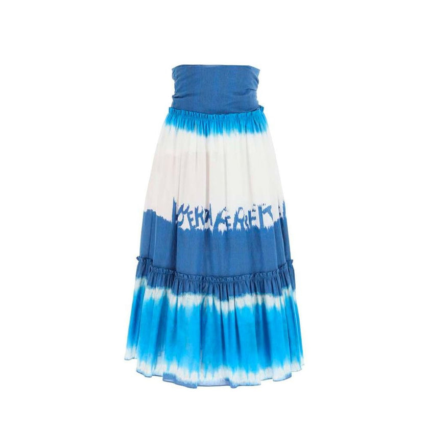 Alberta Ferretti Blue Cotton Midi Skirt Alberta Ferretti