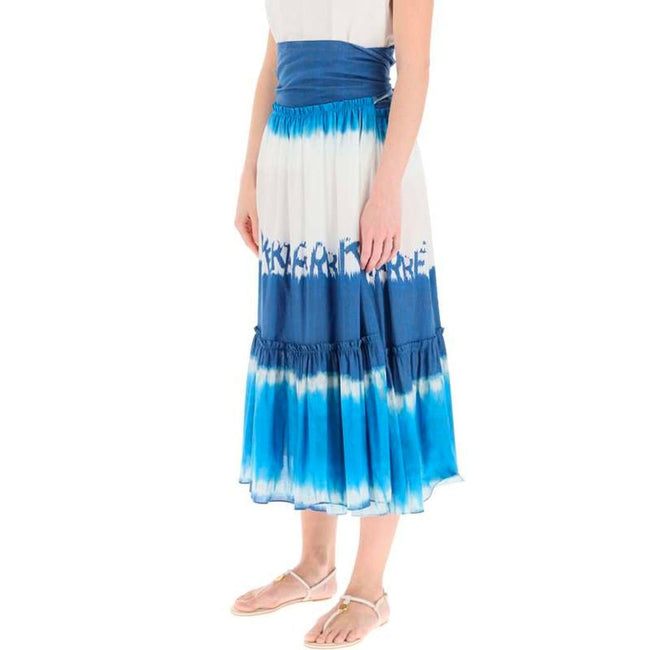 Alberta Ferretti Blue Cotton Midi Skirt Alberta Ferretti