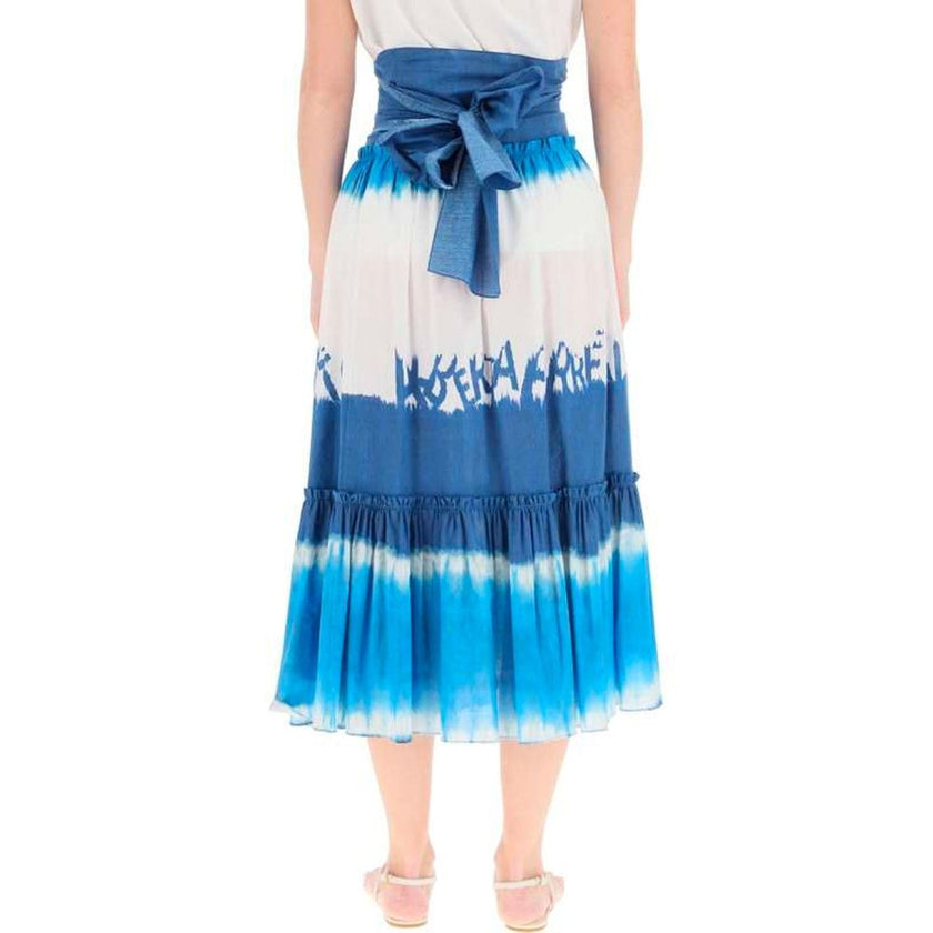 Alberta Ferretti Blue Cotton Midi Skirt Alberta Ferretti
