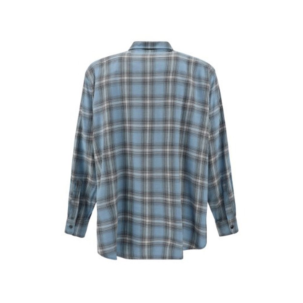 Ami Paris Blue Virgin Wool Pattern Shirt Ami Paris
