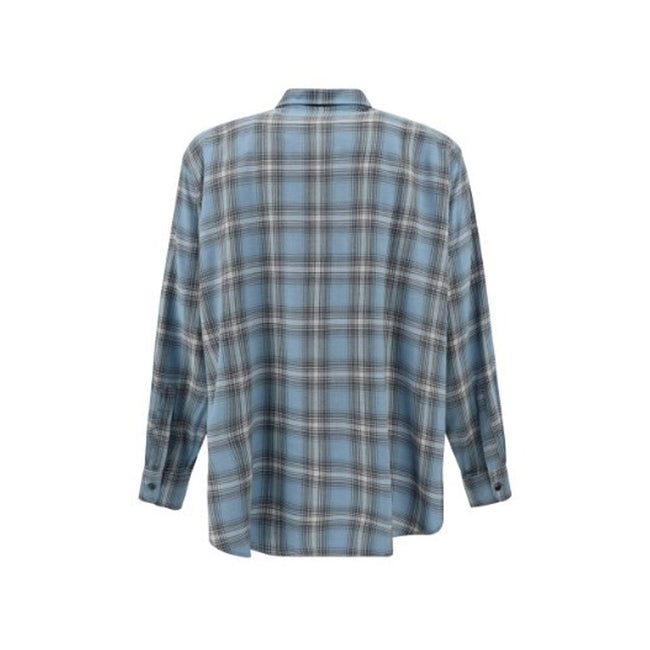 Ami Paris Blue Virgin Wool Pattern Shirt Ami Paris