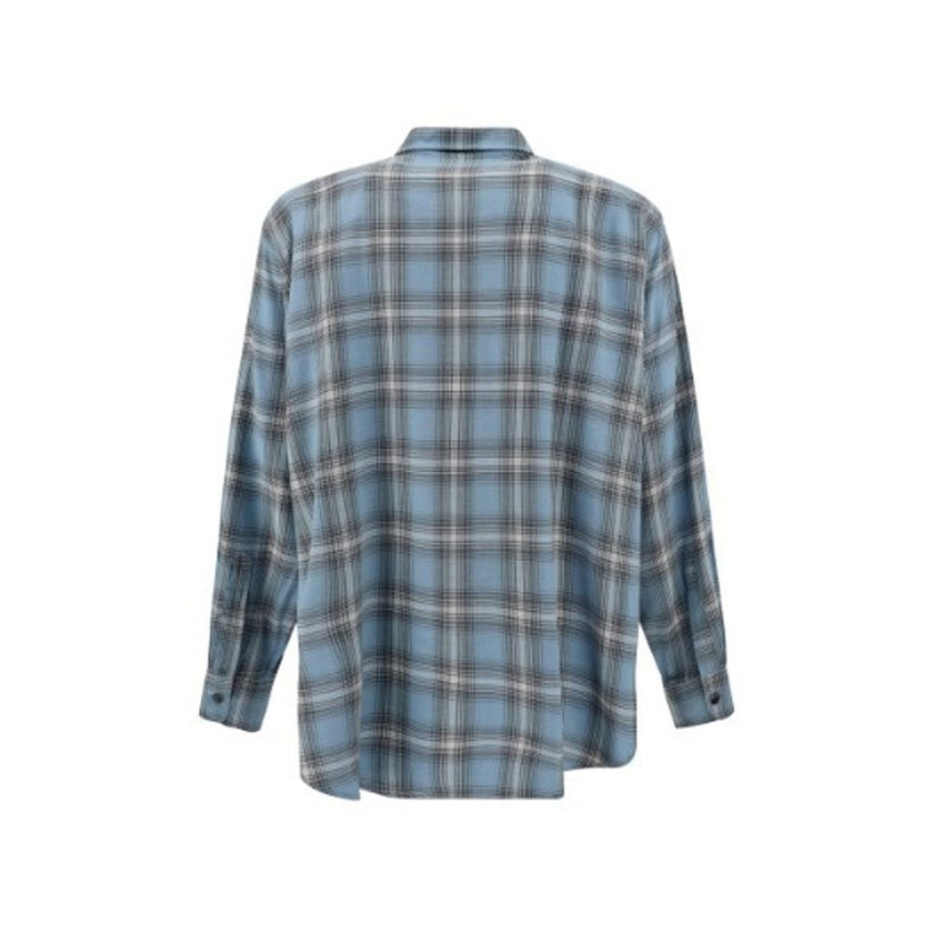 Ami Paris Blue Virgin Wool Pattern Shirt Ami Paris