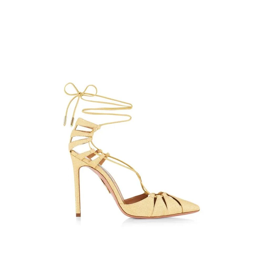 Aquazzura Bicolor Raffia Stiletto Heel Sandals Aquazzura