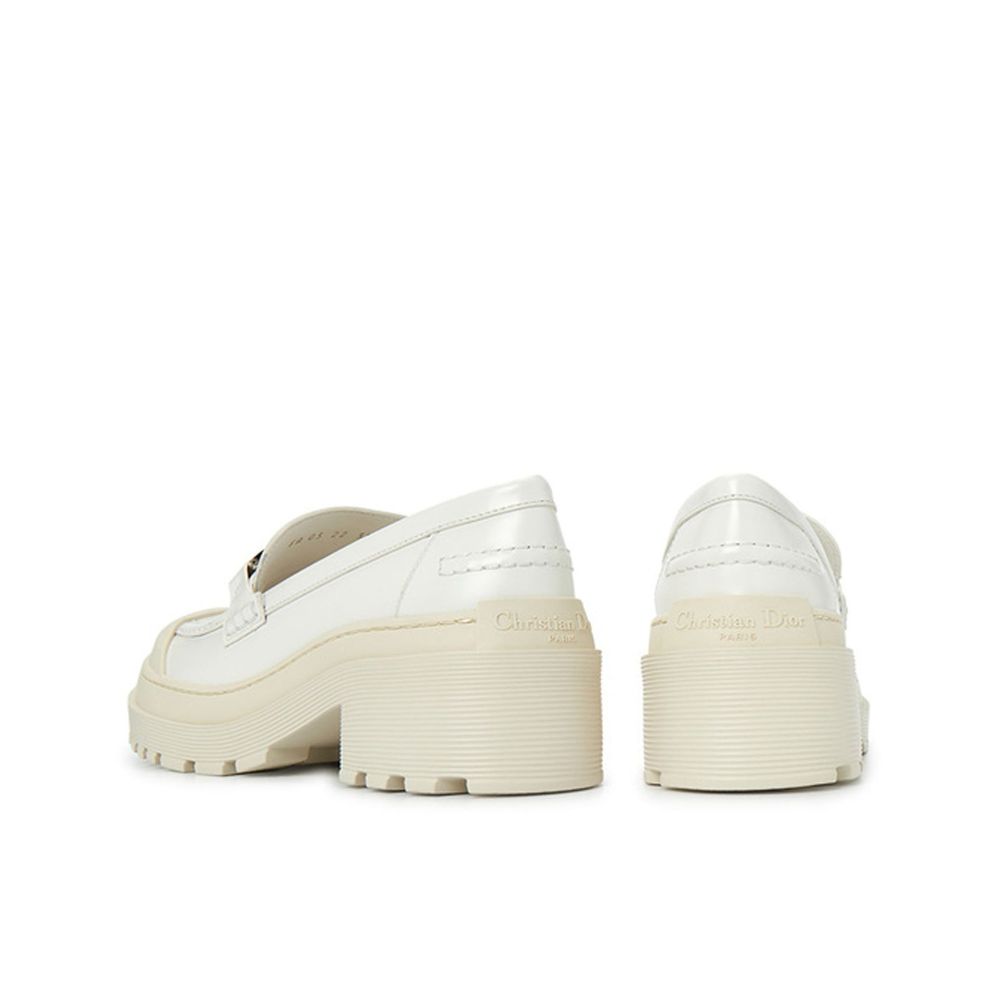 Dior White Calfskin Platform Loafers Dior