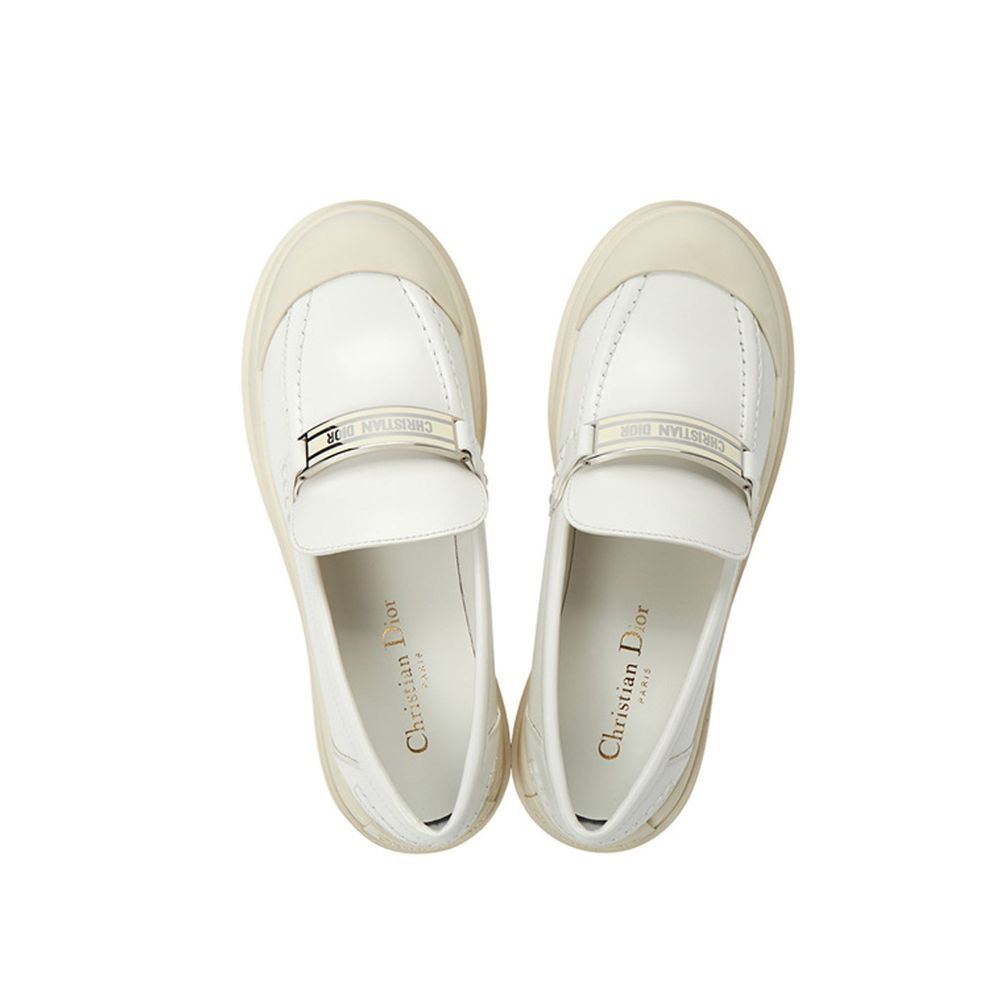 Dior White Calfskin Platform Loafers Dior