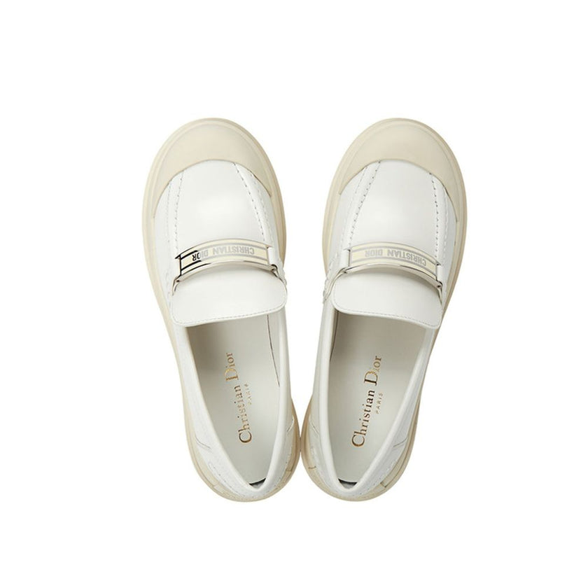 Dior White Calfskin Platform Loafers Dior