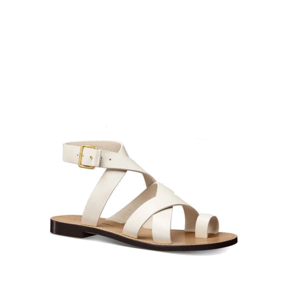 Dior White Calfskin Flat Sandals Dior