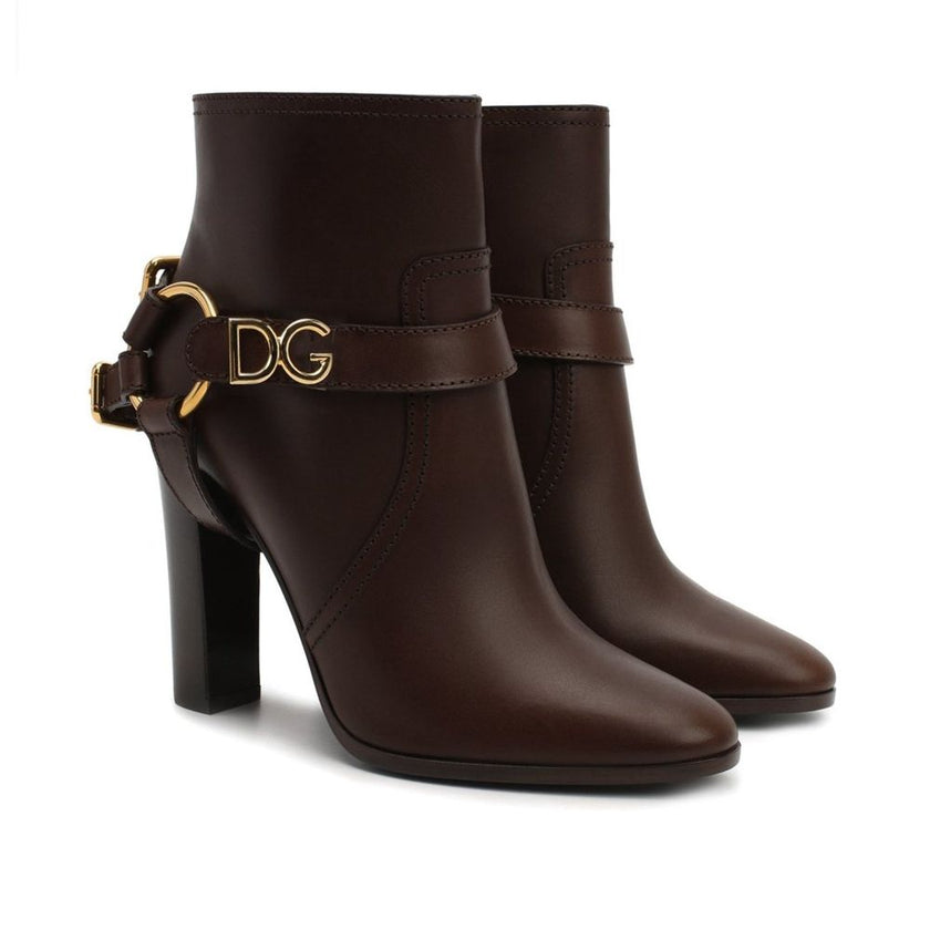 Dolce & Gabbana Brown Leather Ankle Boots Dolce & Gabbana